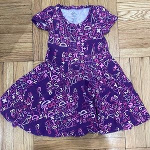 Purple and pink twirly math dress